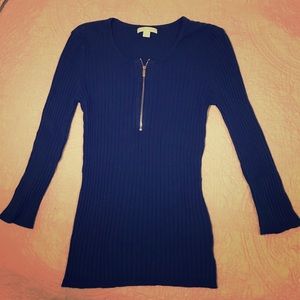 NY&Co XS Royal blue ribbed sweater with zipper